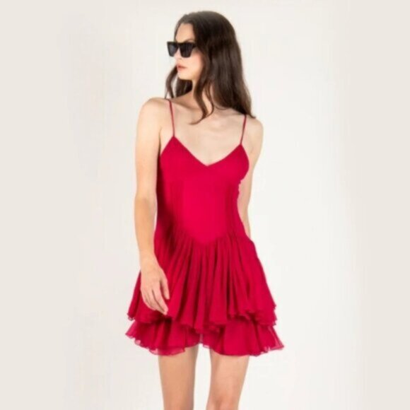NWT Secret Mission Rasberry Ines Ruffle Mini Dress - Picture 3 of 17